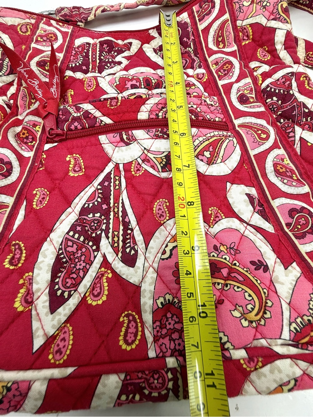 VERA BRADLEY Hipster Crossbody Purse - Rosy Posies Pink Red 10x10x2 - Picture 11 of 13